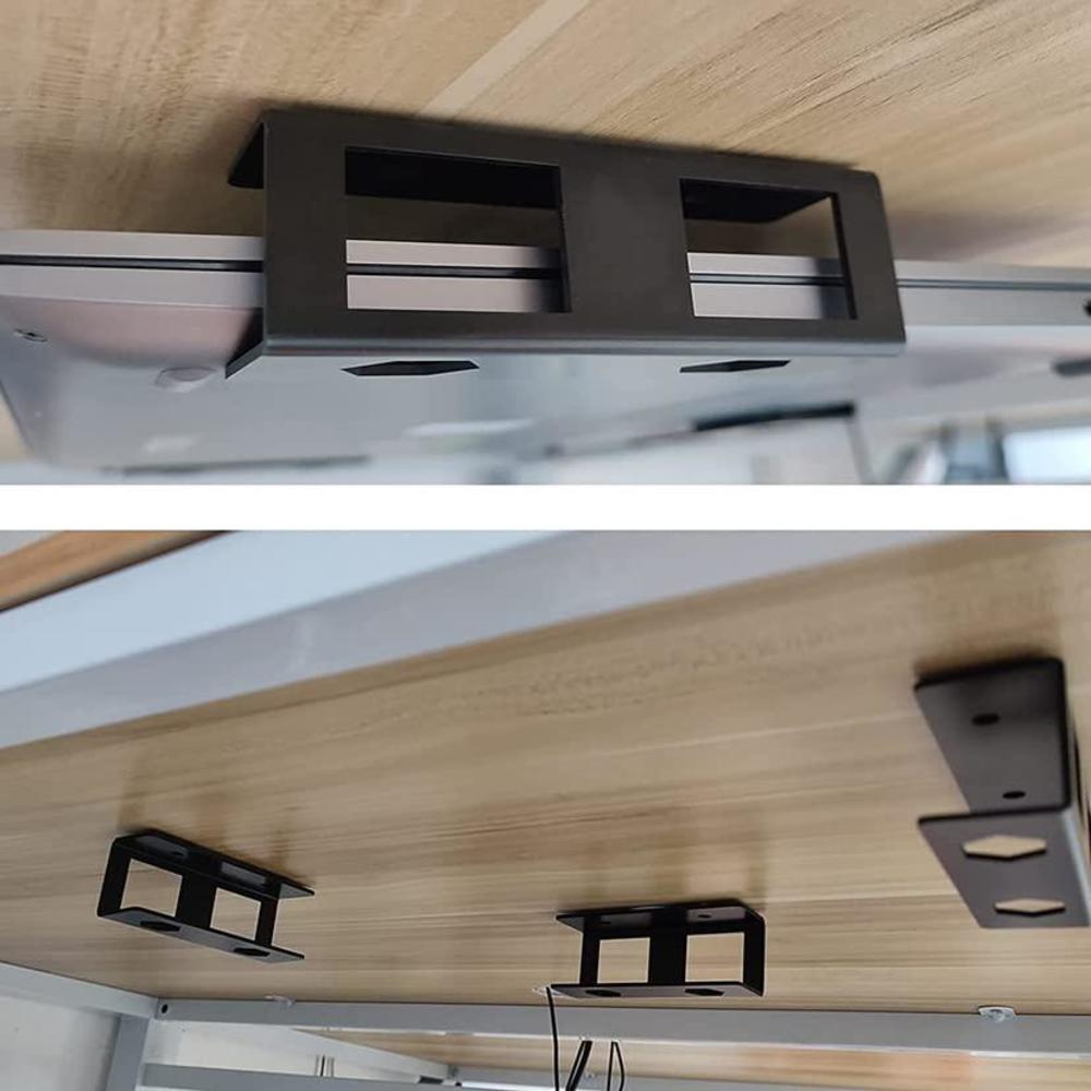 usmile 3pcs metal under desk laptop holder laptop organizer mount bracket rack with 12 inch eva foam pad (black)
