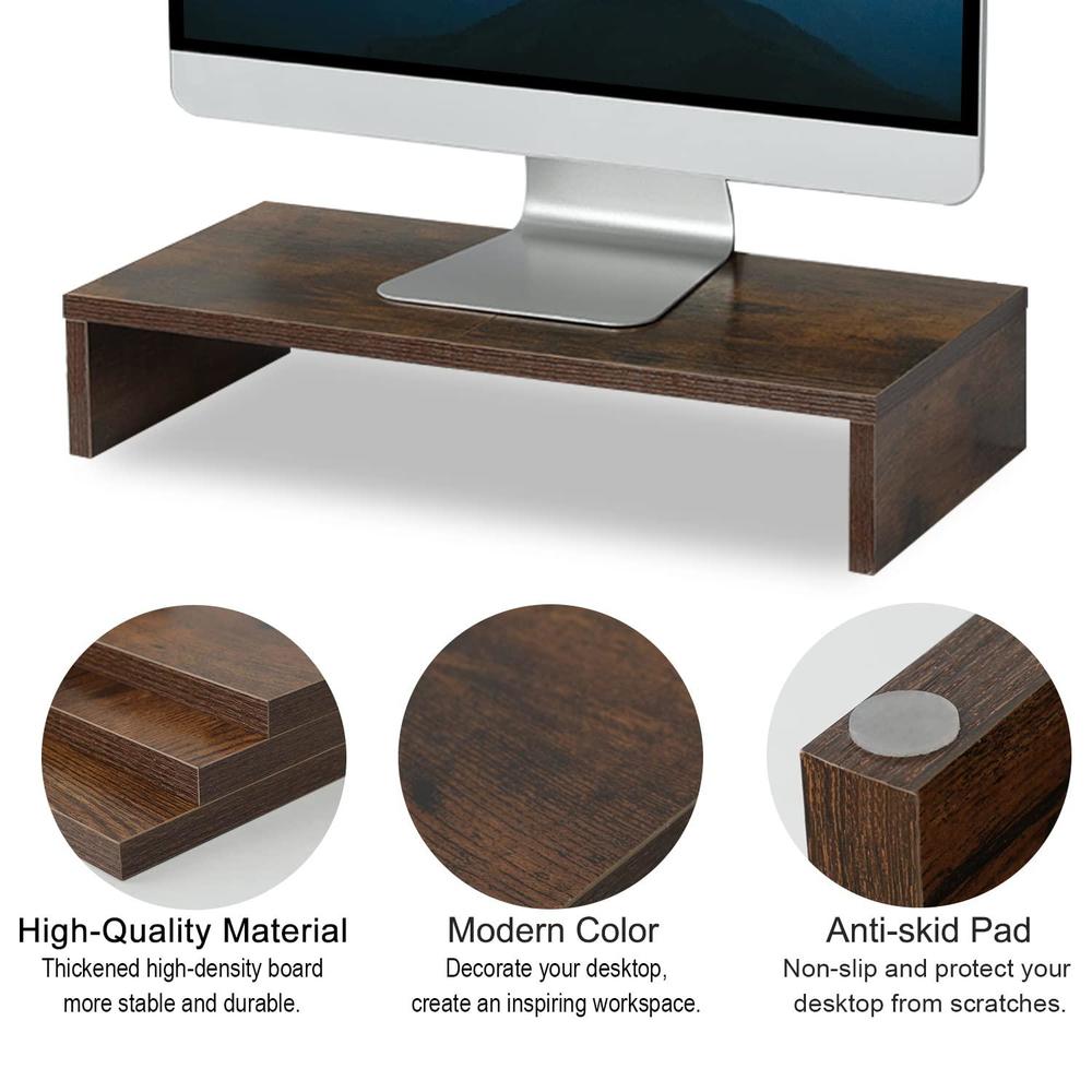 teamix 20 inch monitor stand riser, wood monitor stand for desk, tv ...