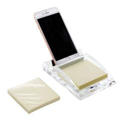 com.top - acrylic phone holder for desk with 3 x 3 memo pad, sticky note holder, cell phone holder desk, desk organizer with 