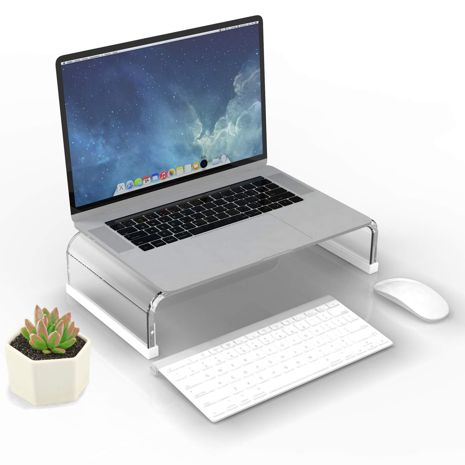 richboom acrylic monitor stand, 16.5'', clear monitor riser computer stand laptop stand desktop stand acrylic stand acrylic r