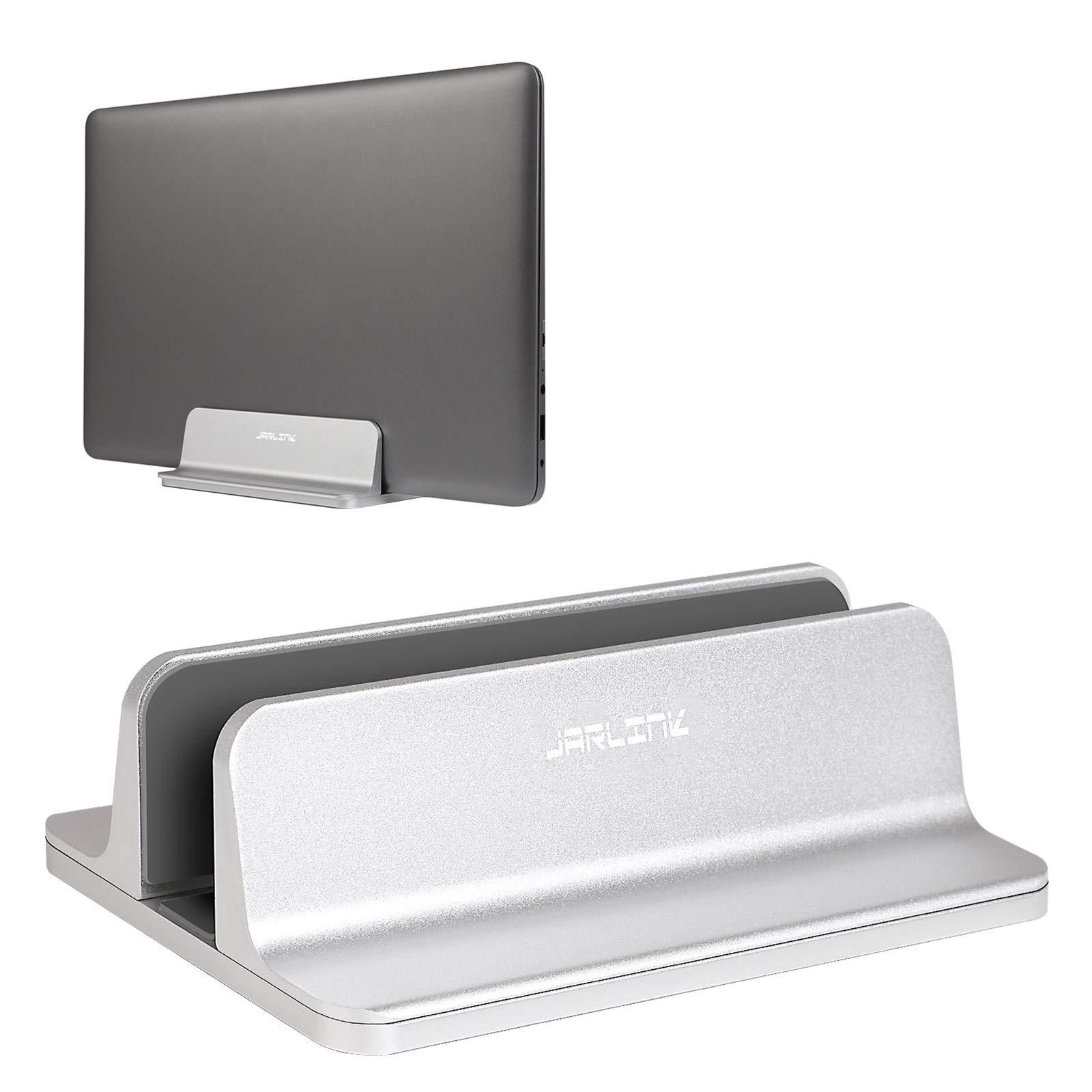 jarlink vertical laptop stand, aluminum laptop holder desktop stand with adjustable dock size (up to 17.3 inches) compatible 