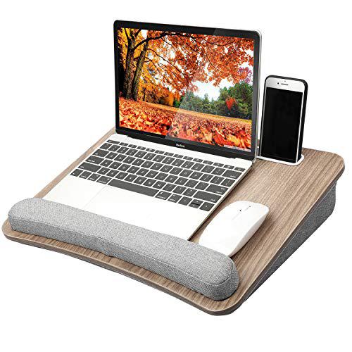 huanuo lap laptop desk - portable lap desk with pillow cushion, fits up to 15.6 inch laptop, with anti-slip strip & storage f