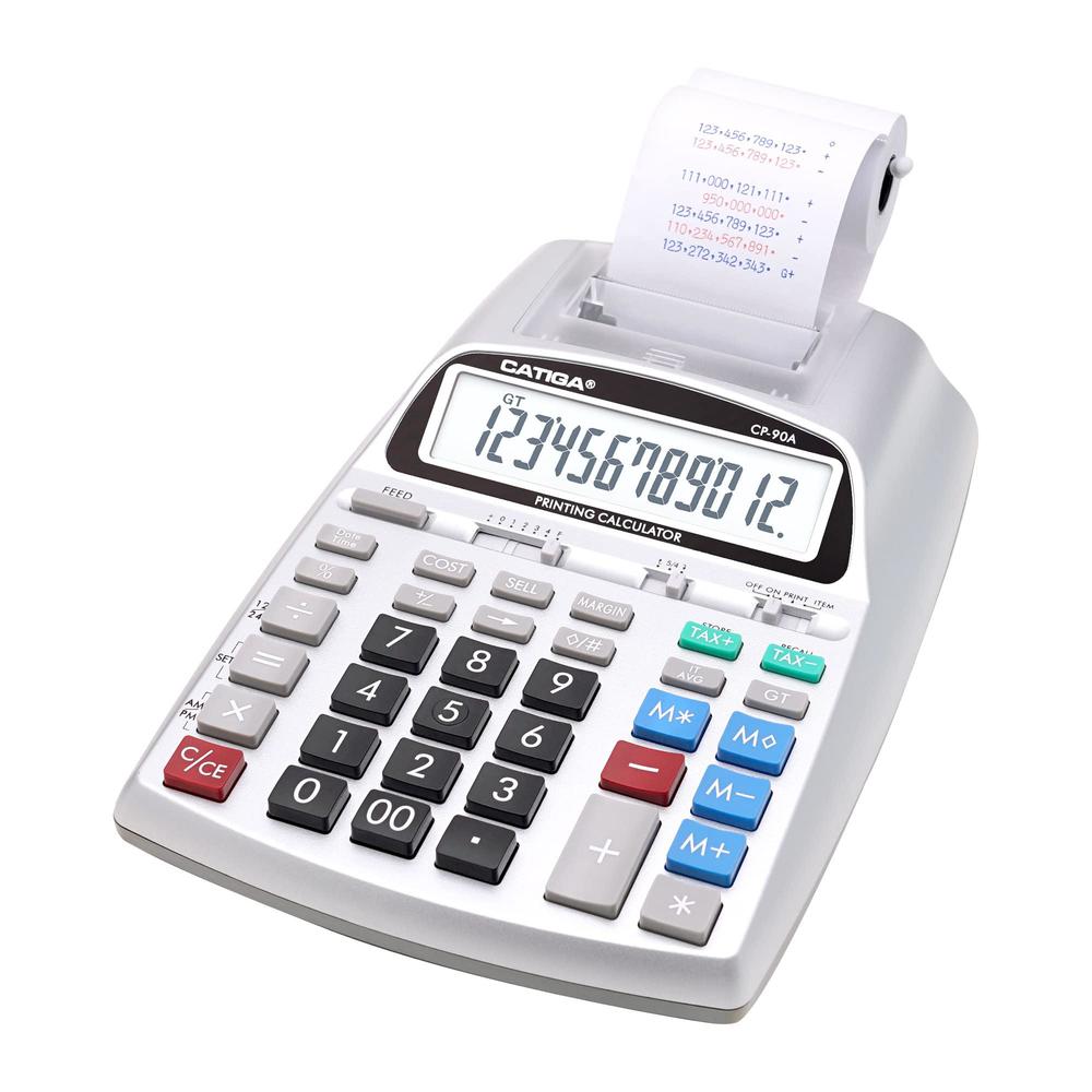 catiga new & upgraded 2023 printing calculator adding machine 10 key, desktop home office calculator with paper roll print ou