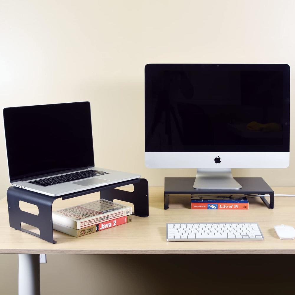 aeons versatile 2-piece monitor stand riser desk organizer, ergonomic 2-tier computer imac display holder laptop stand printe