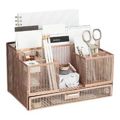 blu monaco office rose gold desk organizer and accessories with sticky note and file holder - desk accessories and workspace 