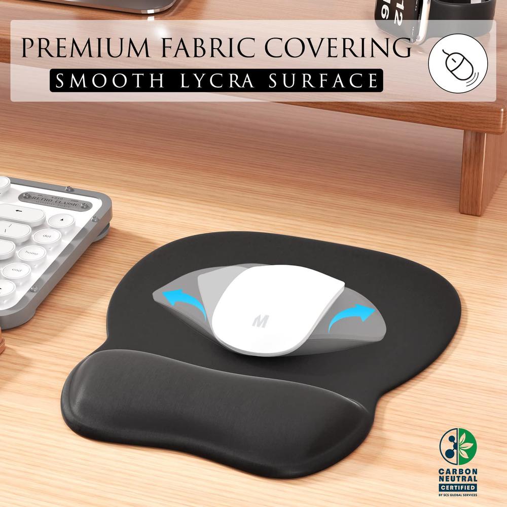 mroco ergonomic mouse pad with gel wrist support, comfortable mousepad with wrist rest and non-slip pu base for pain relief, 