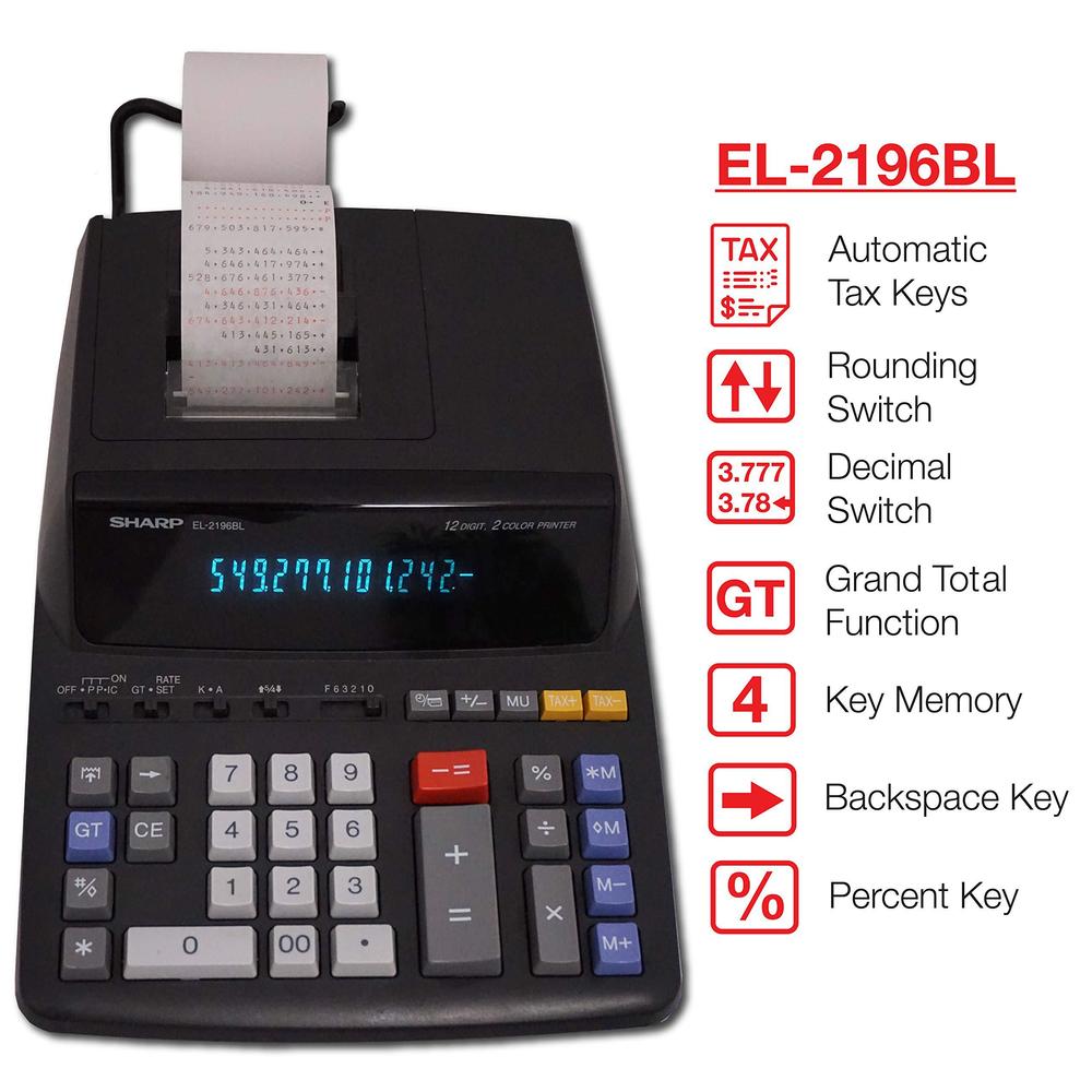 sharp el2196bl standard function calculator, black