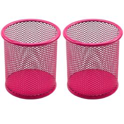 mosbug 2 pcs hot pink mesh pen pencil collection holder sorter desk organizer