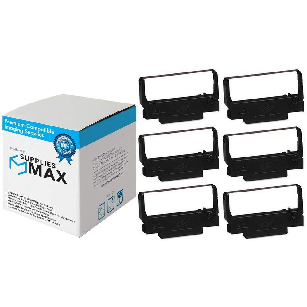 suppliesmax compatible replacement for cige2110 black p.o.s. printer ribbons (6/pk) - replacement to erc-38b / erc-34b / erc-