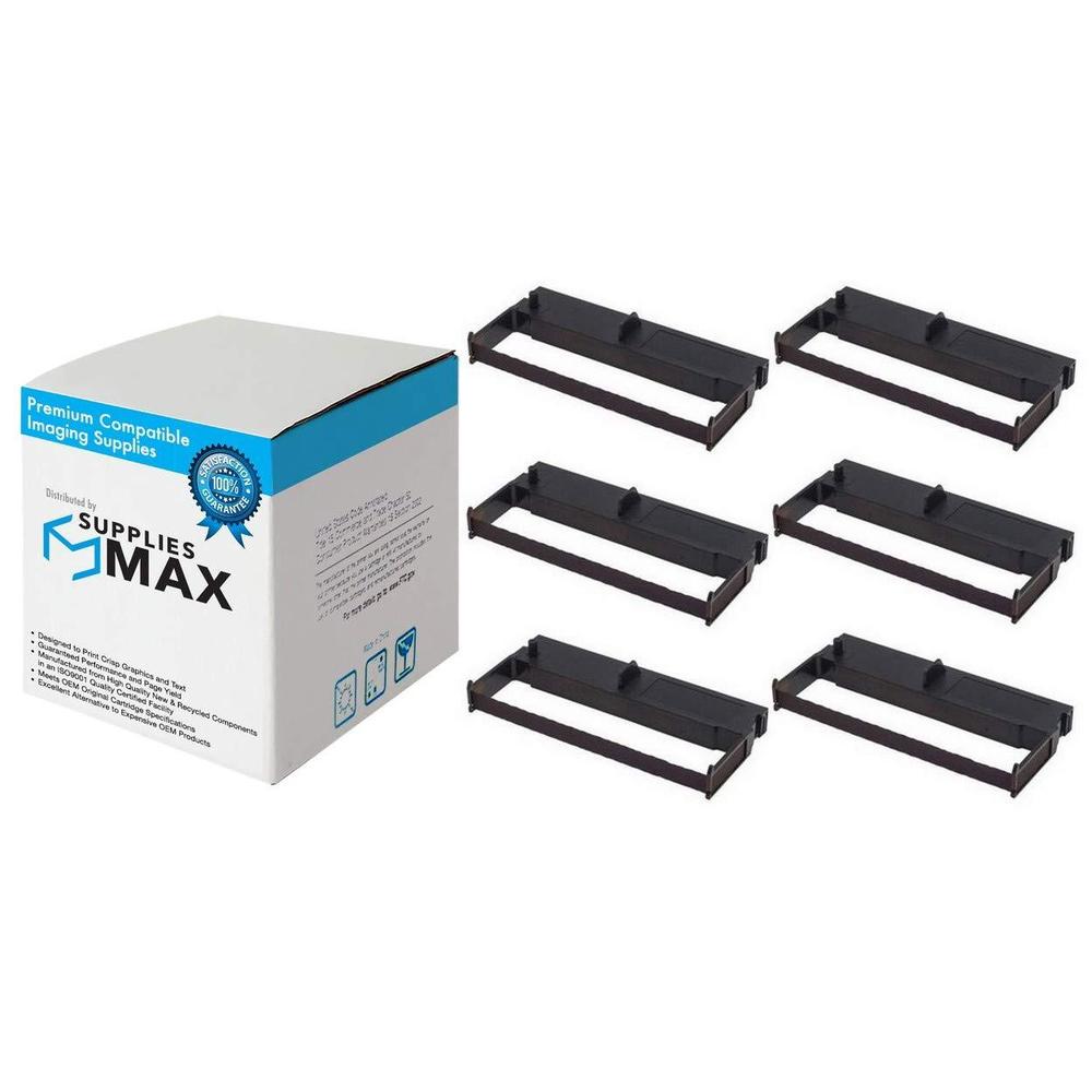 suppliesmax compatible replacement for p1892 black p.o.s. printer ribbons (6/pk) - replacement to erc-35bk
