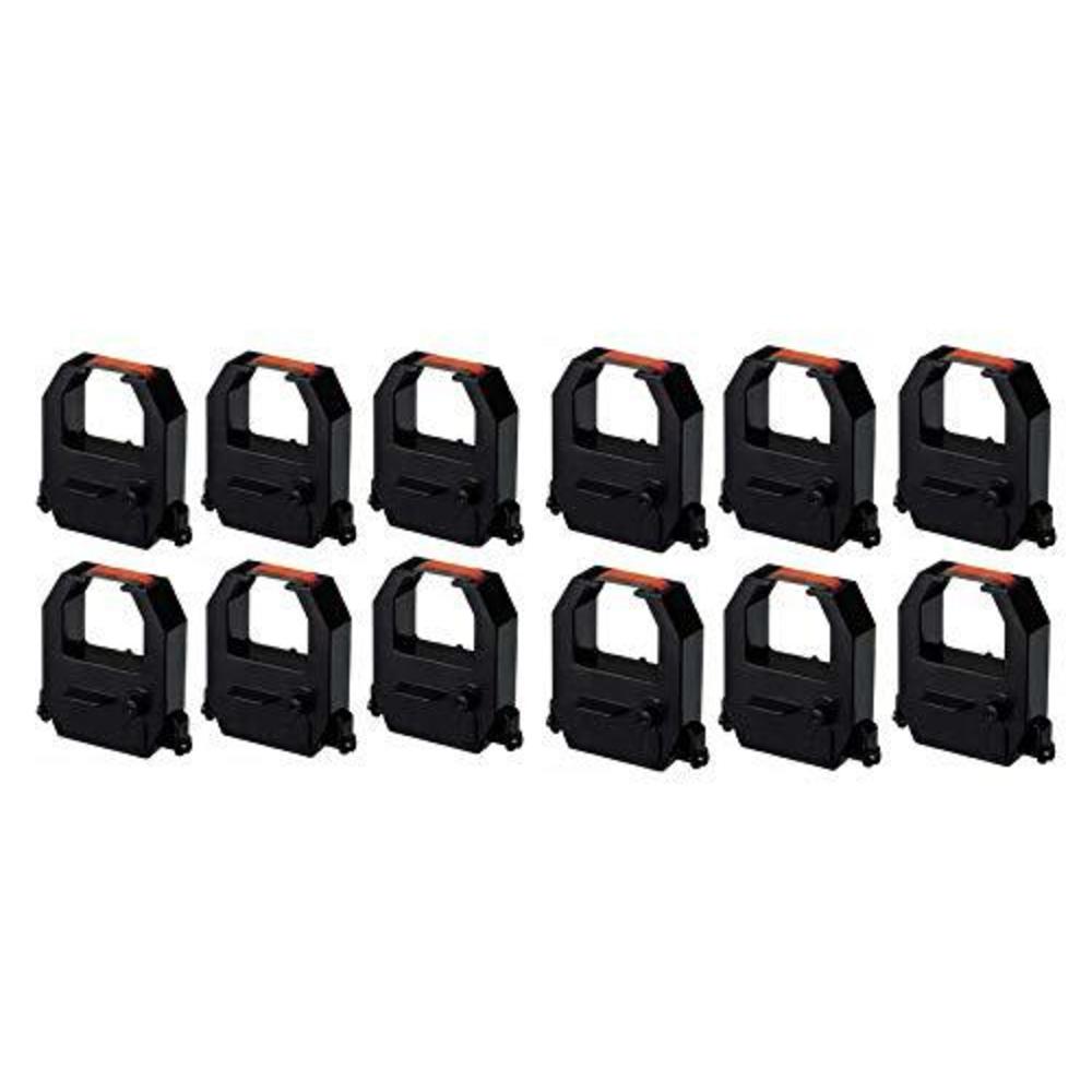 suppliesmax compatible replacement for stromberg jcv-1000/str-614 black/red time clock printer ribbons (12/pk) (stg021010br_1