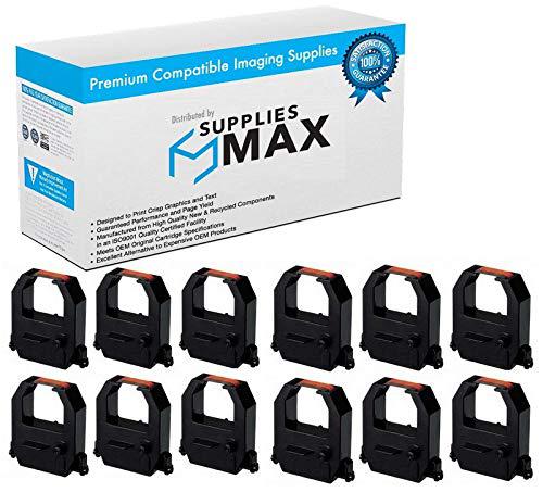 suppliesmax compatible replacement for stromberg jcv-1000/str-614 black/red time clock printer ribbons (12/pk) (stg021010br_1