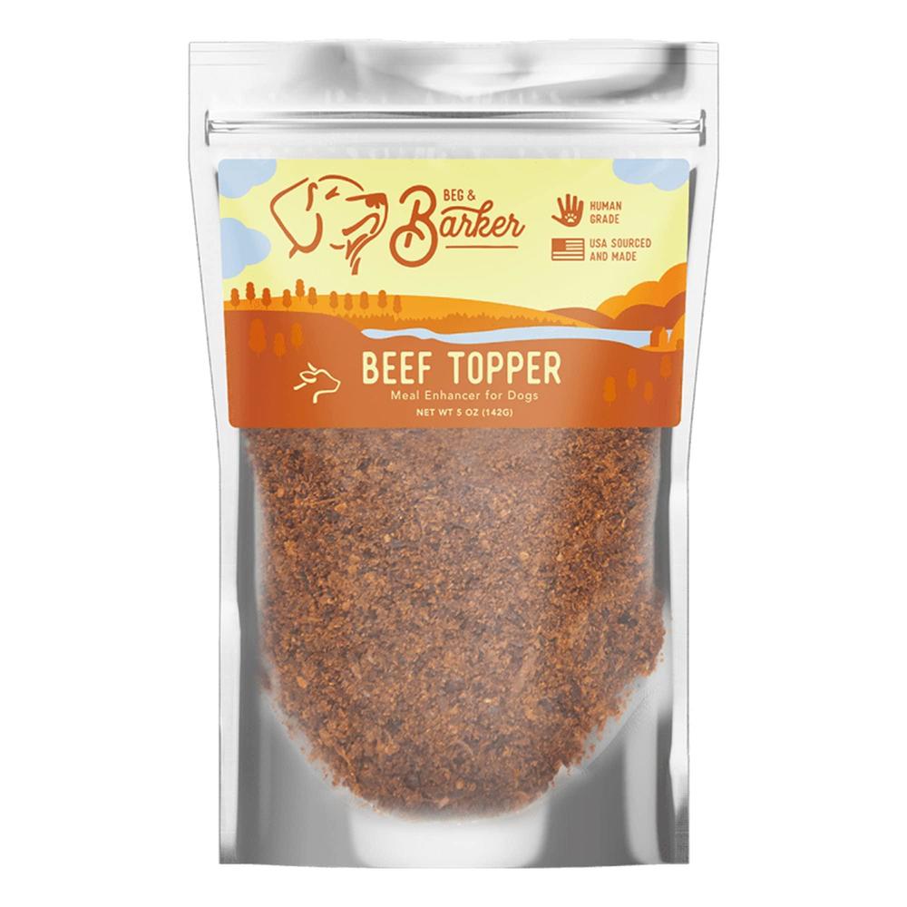 beg & barker beef dog food topper (5 oz, pack of 1) - premium meal mixers for dogs - healthy dog food topper - all natural, d