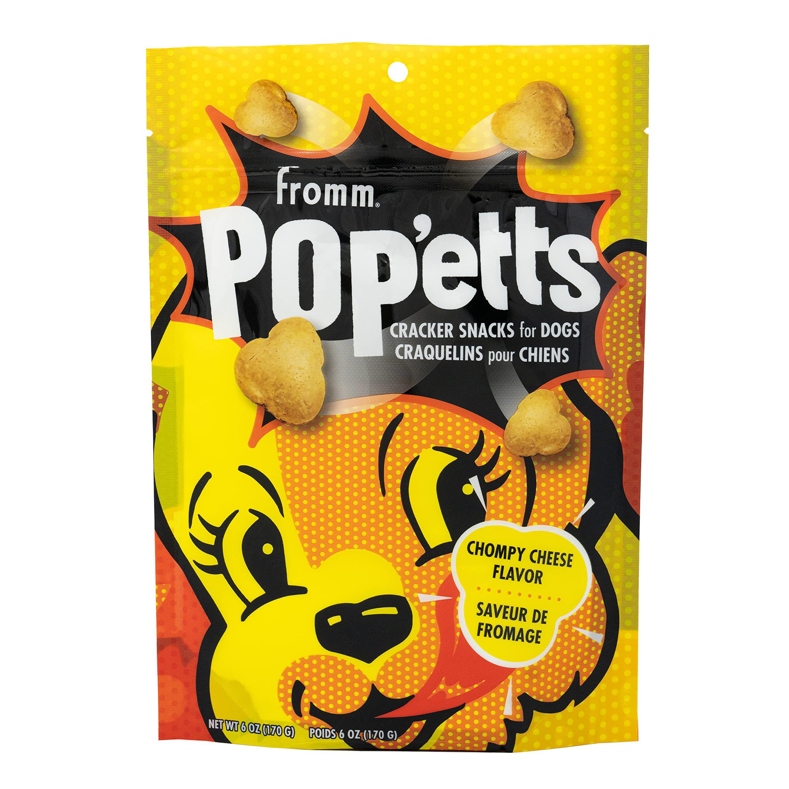 fromm pop'etts chompy cheese cracker dog snacks - premium dog treats - cheese recipe - 6 oz