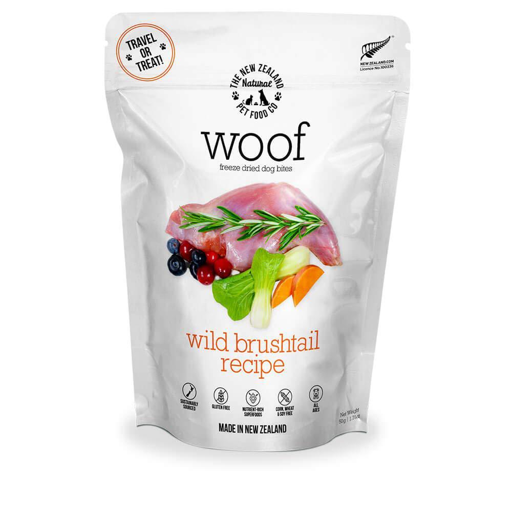 The New Zealand Natural Pet Food Co. woof wild brushtail freeze dried raw dog food, mixer, or topper, or treat - high protein, natural, limited ingredient recipe 