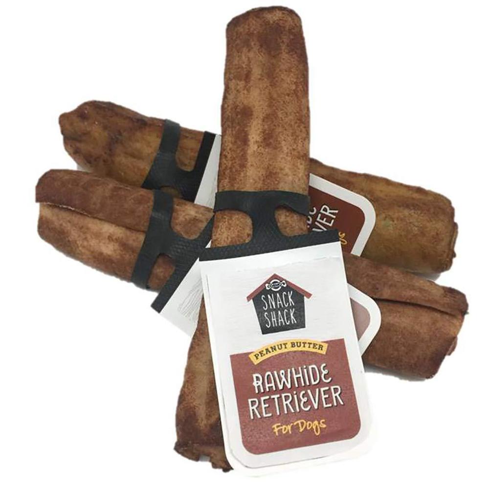 Cosmo\'s Snack Shack cosmo's snack shack peanut butter rawhide for dogs pack of 6 - usa sourced rawhide peanut butter dog treats
