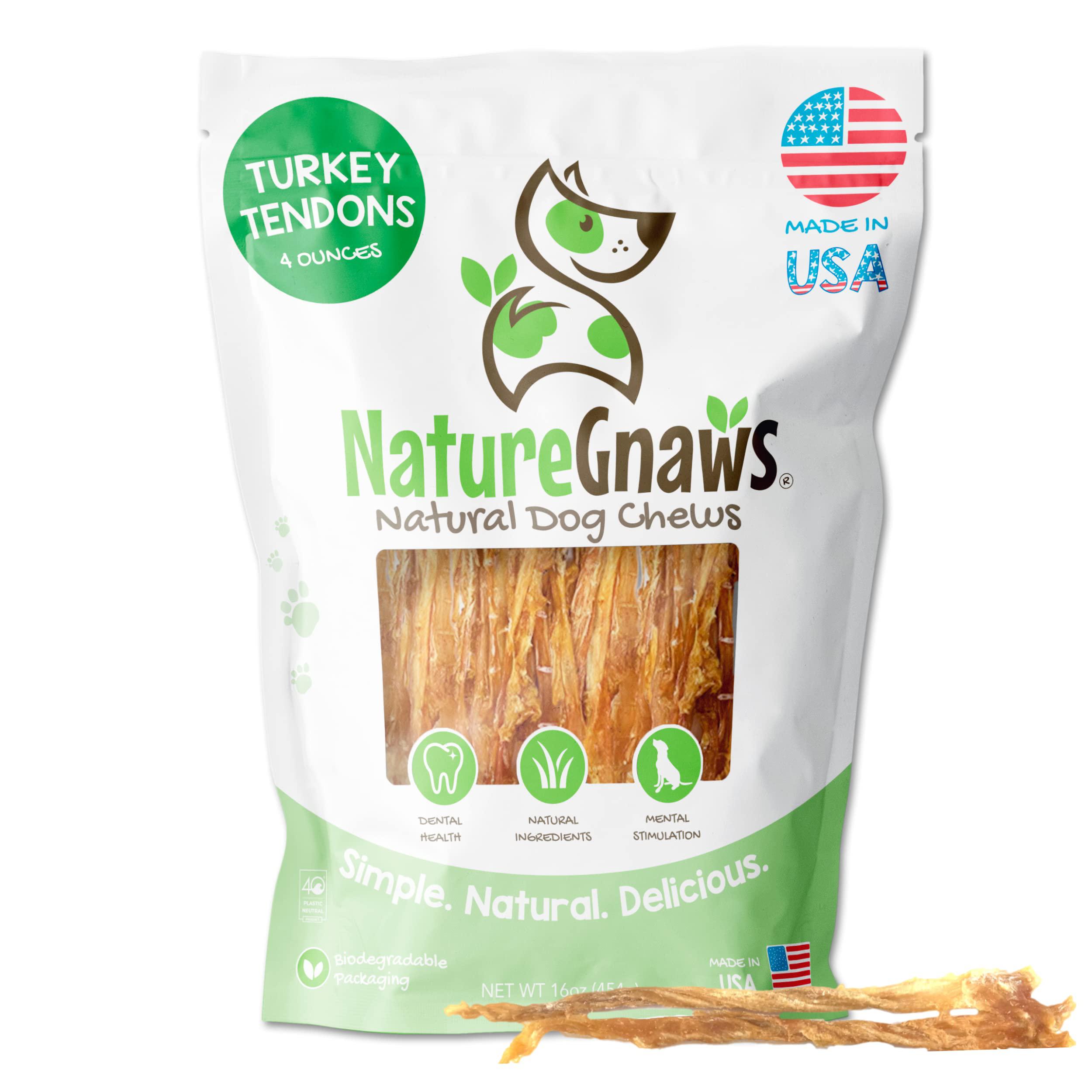 nature gnaws usa turkey tendons for dogs - premium natural chew treats for dogs - delicious reward snack for small medium & l