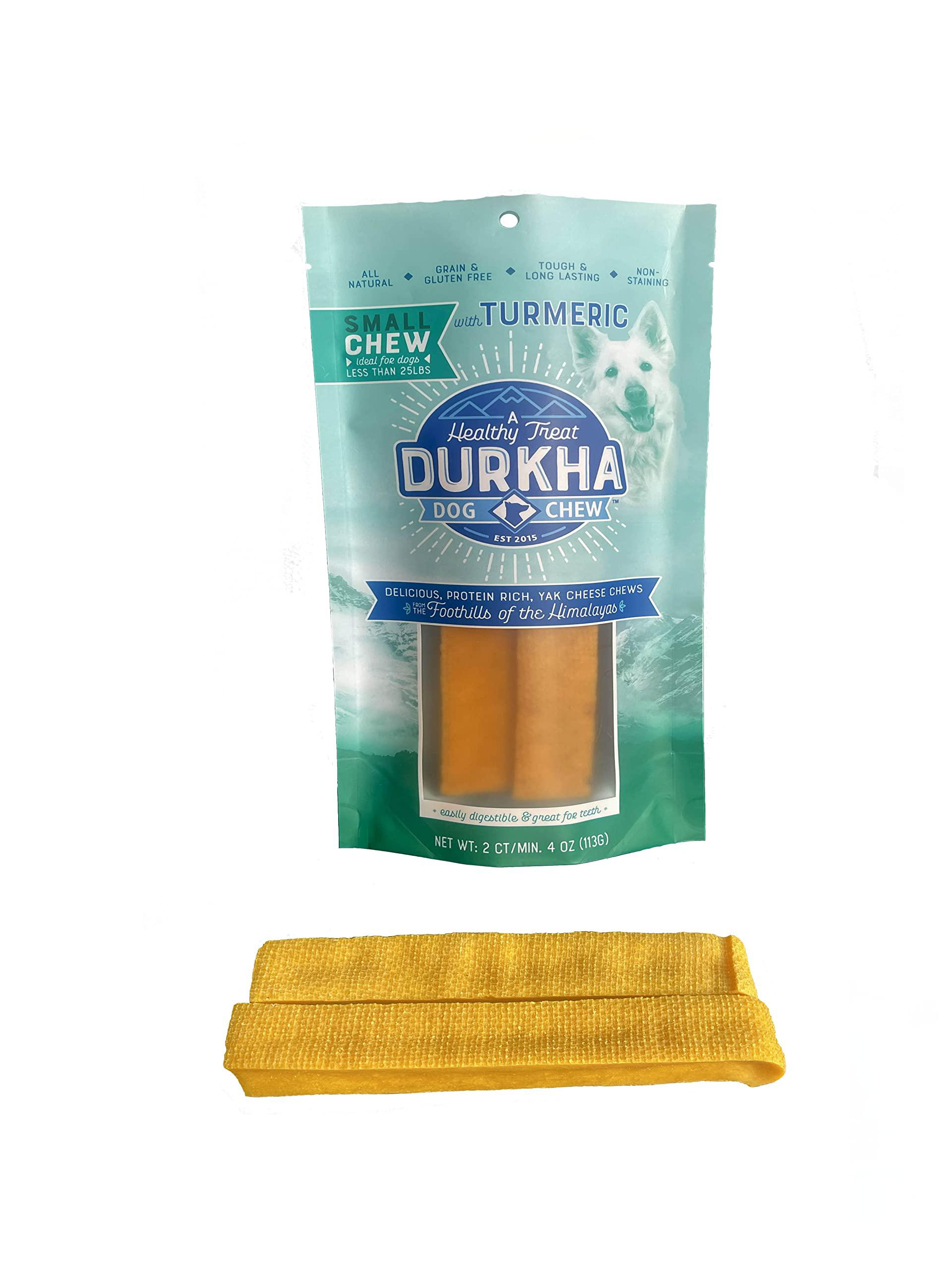 durkha himalayan cheese chews with turmeric | natural long lasting, cheese dog treats| great for aggressive chewers | does no