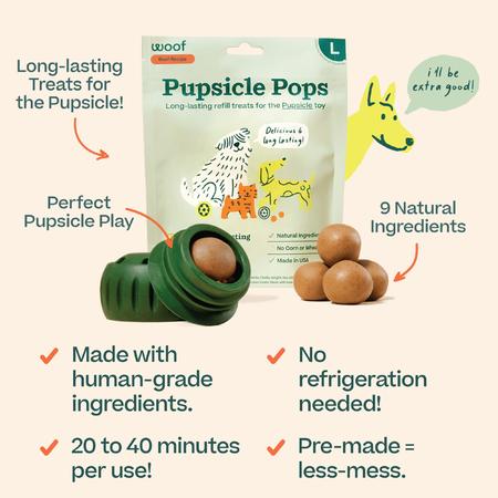 Woof woof pupsicle pops, delicious long lasting dog treats, refills for the  pupsicle, pre-made refill treats for dogs, natural ing