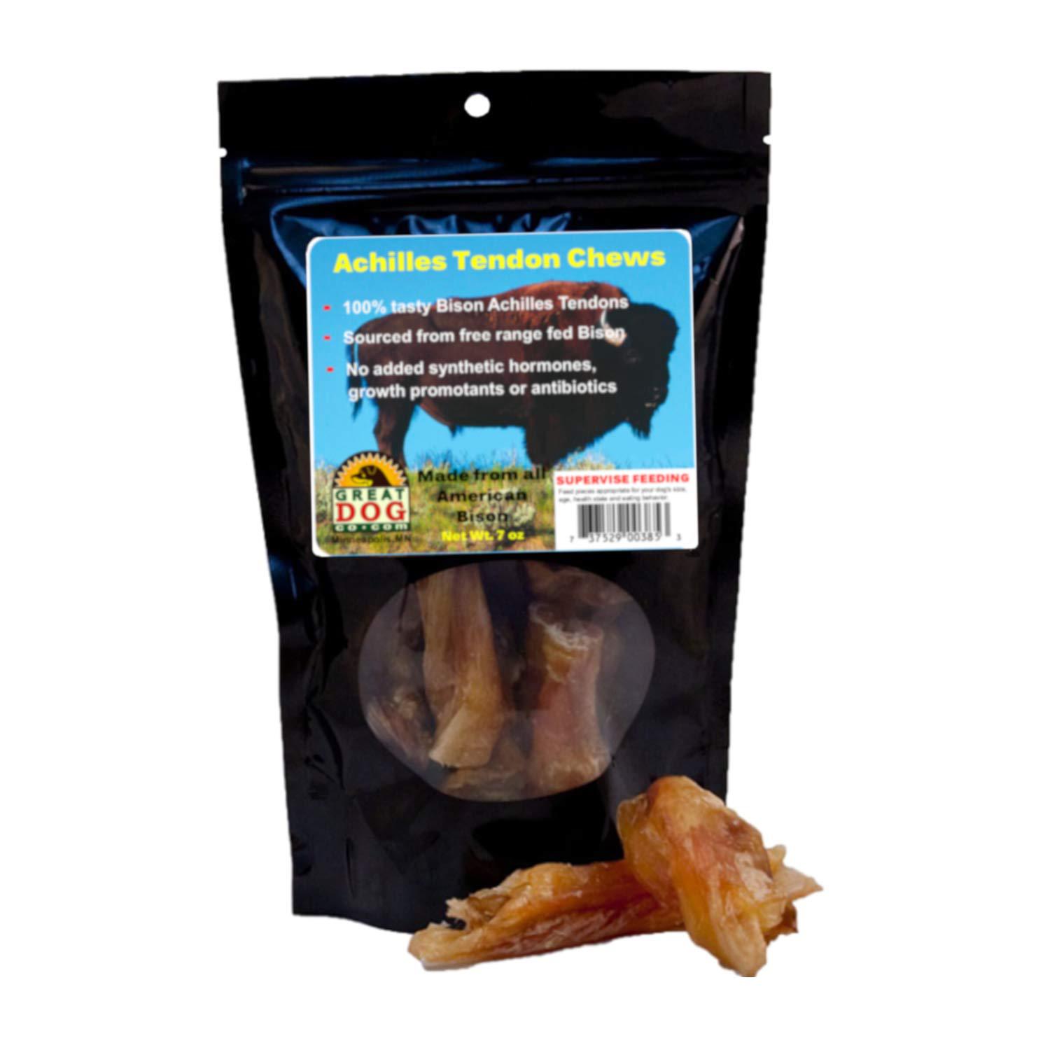 great dog bison achilles tendon chews 7 oz. bag - sourced & made in usa
