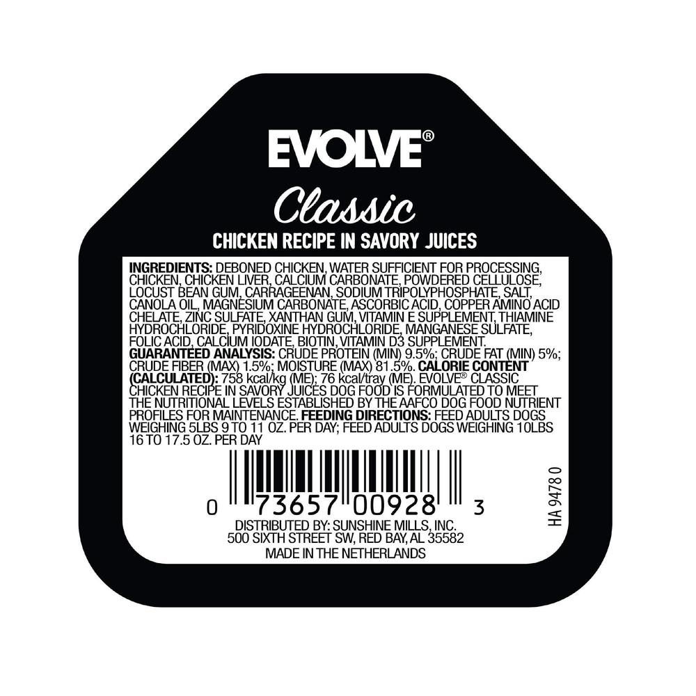 evolve pet food classic crafted meals chicken recipe dog food, 3.5 ounce (pack of 15)