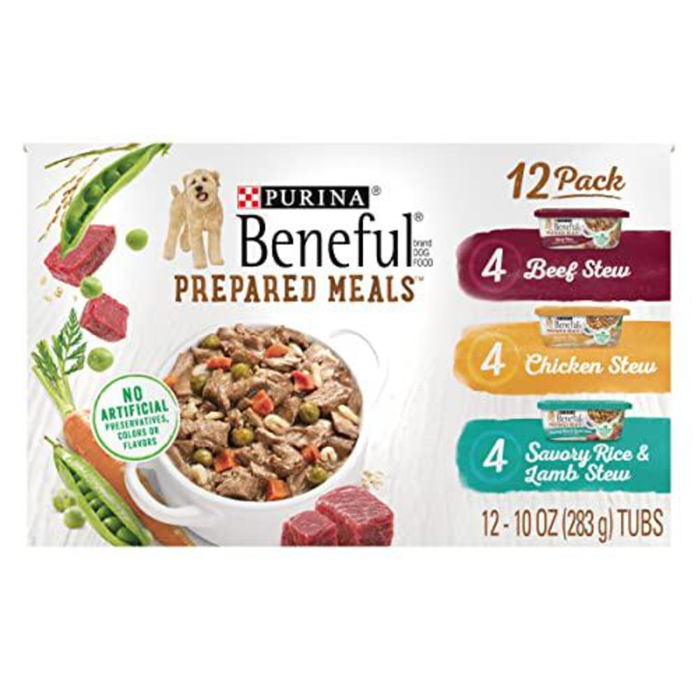 Beneful purina beneful high protein, gravy wet dog food variety pack, prepared meals stew - (12) 10 oz. tubs