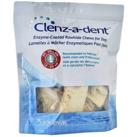 clenz-a-dent clenzadent rawhide chews for dogs large (30 ct)