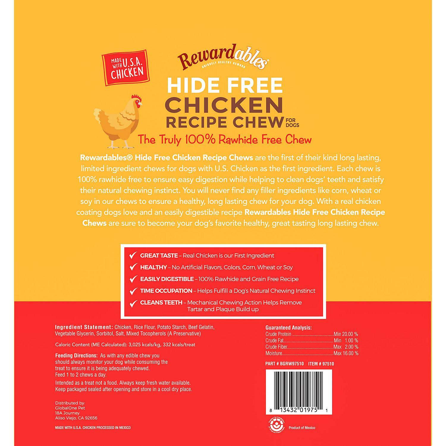 rewardables hide free chicken recipe chews, 10 count