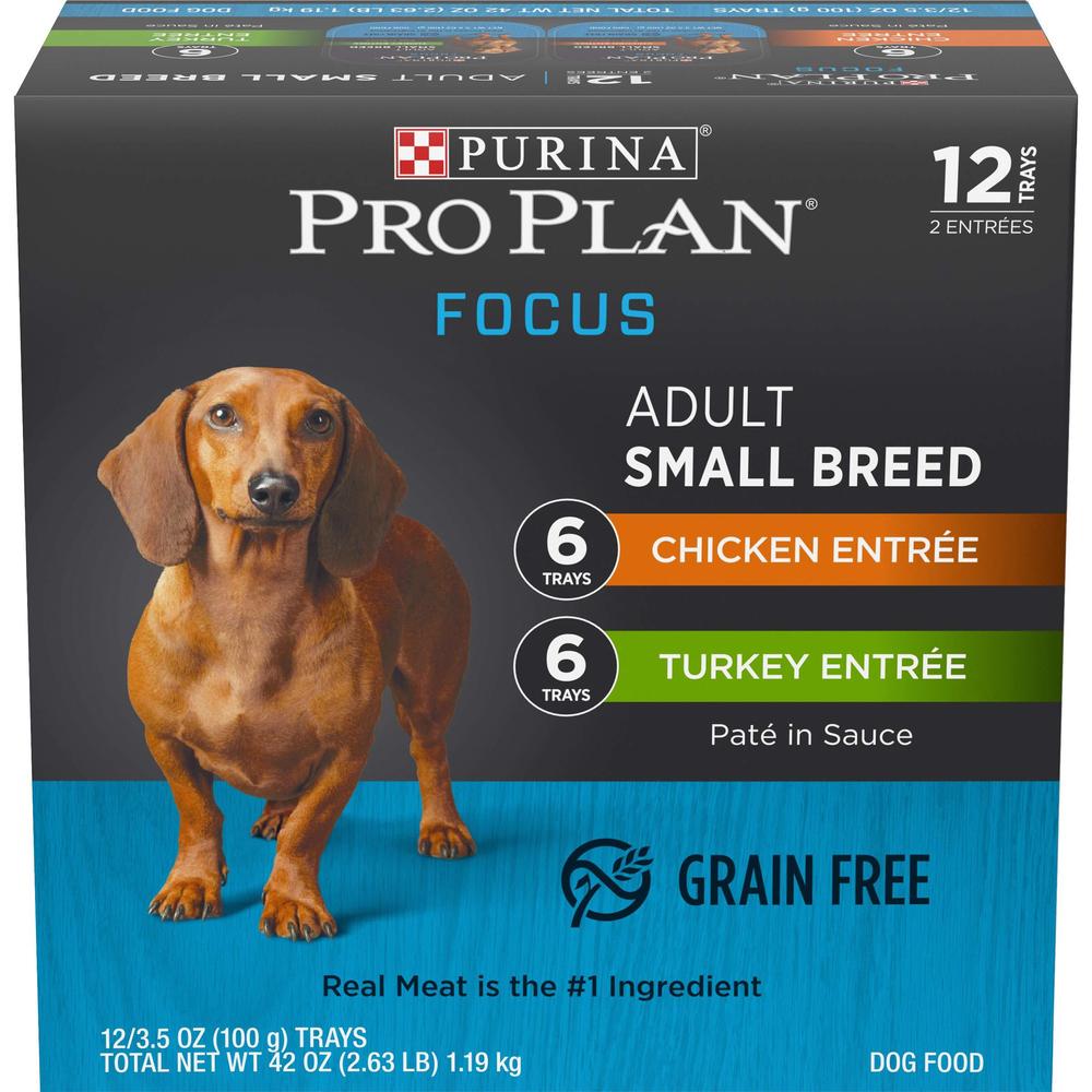 purina pro plan wet dog food for small dogs chicken or turkey pate in sauce high protein dog food variety pack - (12) 3.5 oz.