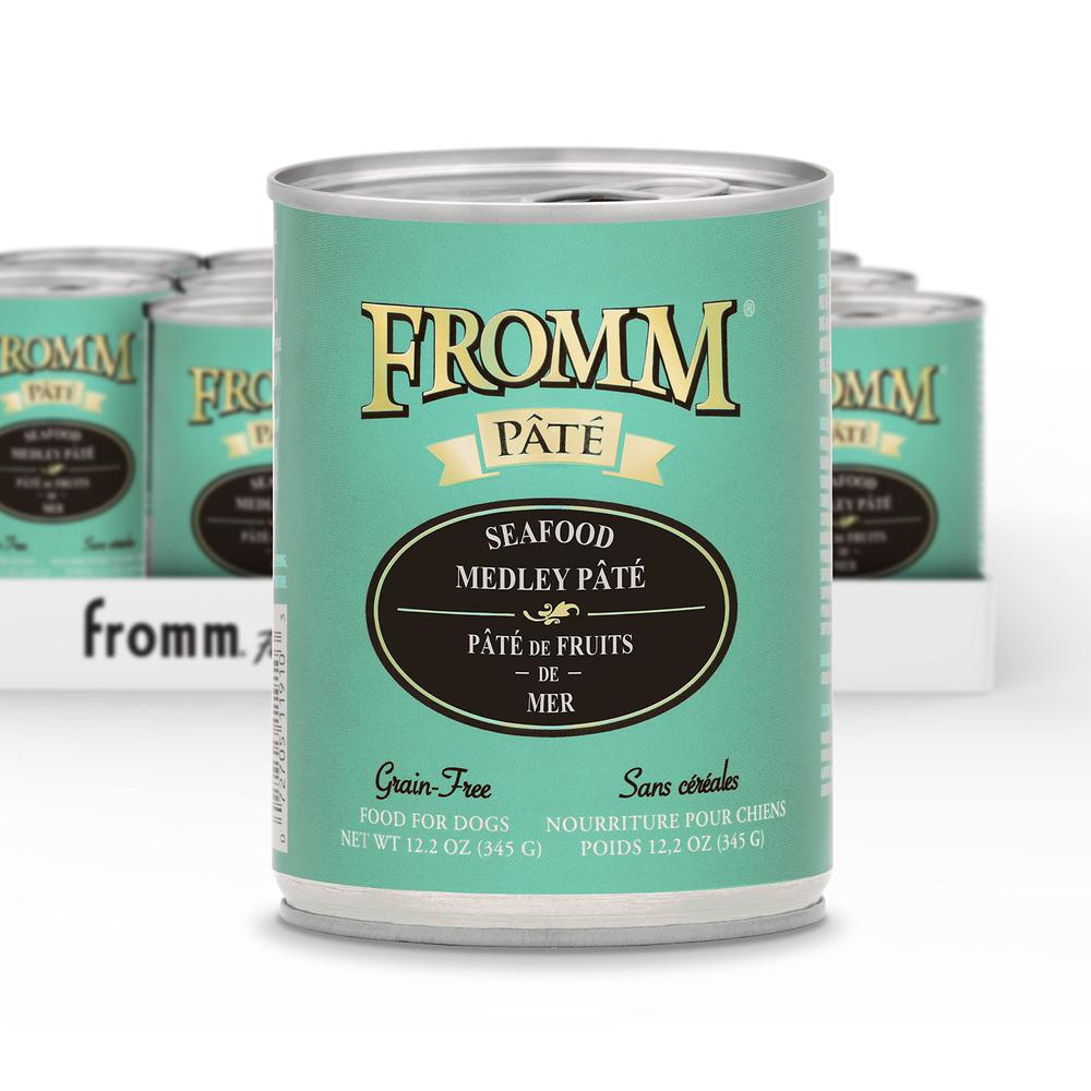 fromm seafood medley pate dog food - premium wet dog food - salmon recipe - case of 12 cans