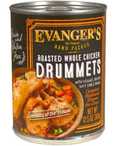 evanger\'s evanger's roasted chicken drumette canned dog food 13.2 oz cans/case of 12 canned food12