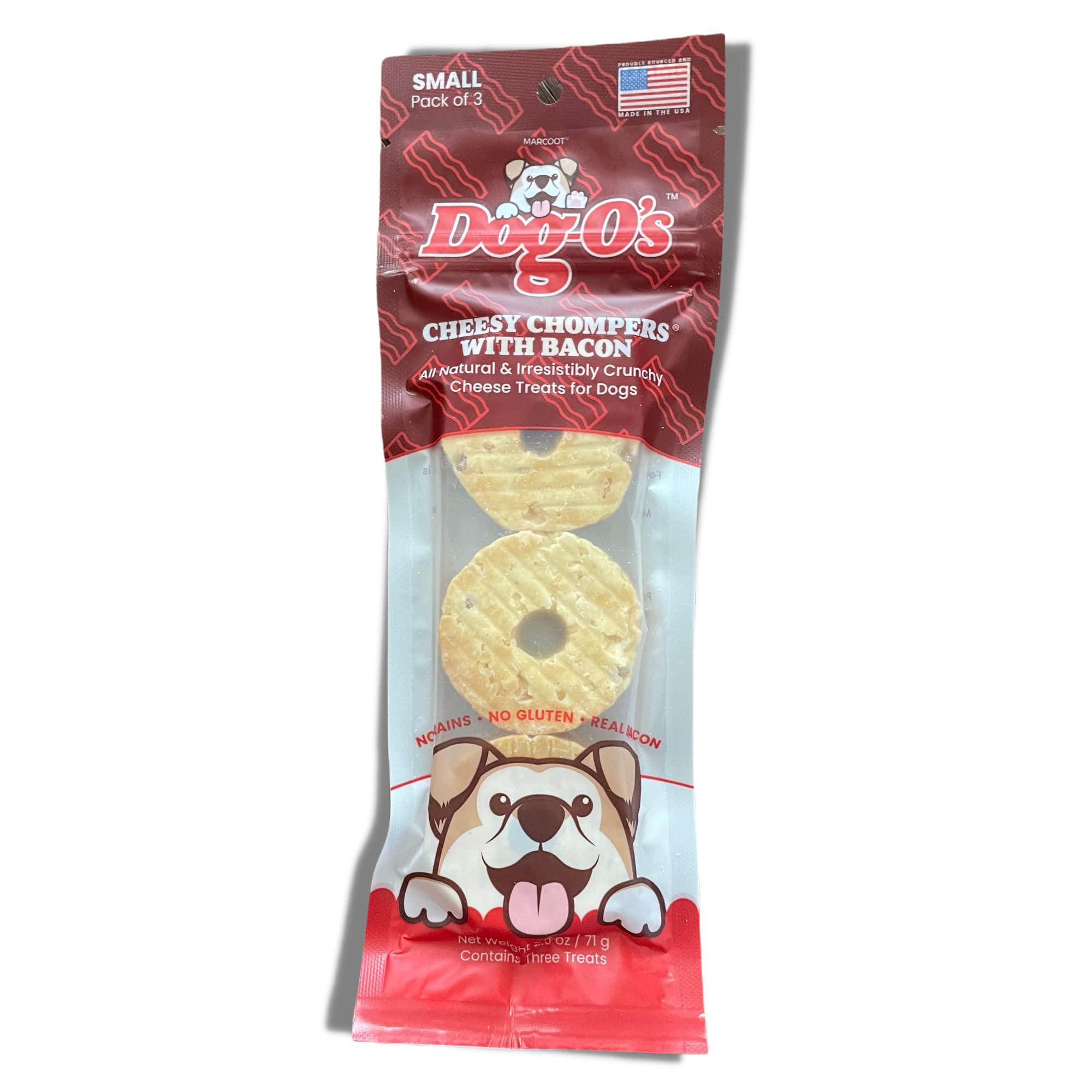 dog-o\'s cheesy chompers dog-o's cheesy chompers, bacon, all-natural, made in the usa, grain free, gluten free, real cheese treats for small dogs (pac