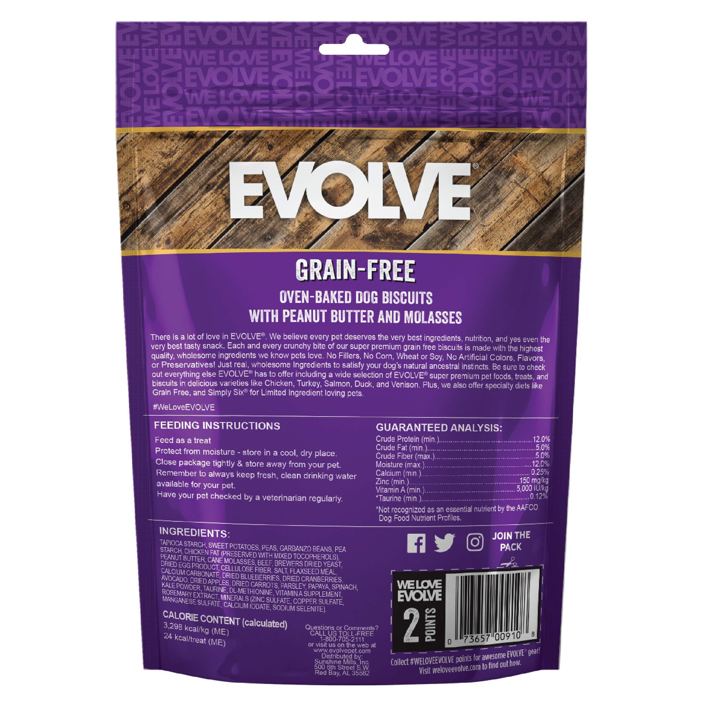 evolve grain free dog biscuits with real peanut butter and molasses