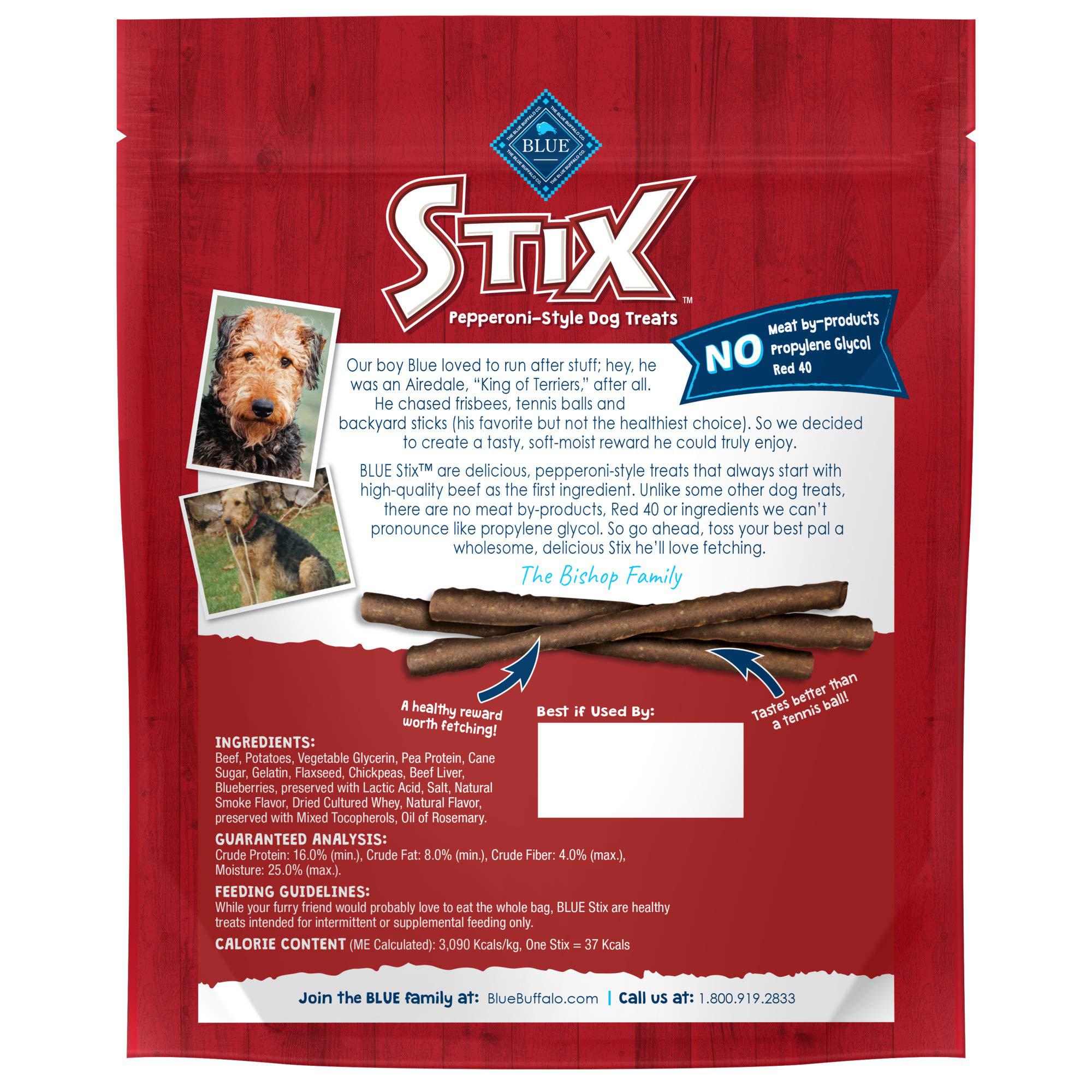 blue buffalo stix natural soft-moist dog treats, beef recipe 13-oz bag
