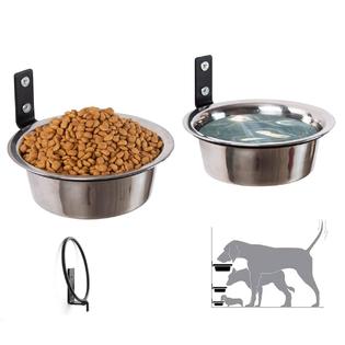 zeckhro elevated dog bowls-2*48 oz wall mounted adjustable elevated heights dog  bowl stand-metal elevated pet raised feed bowl, stabl