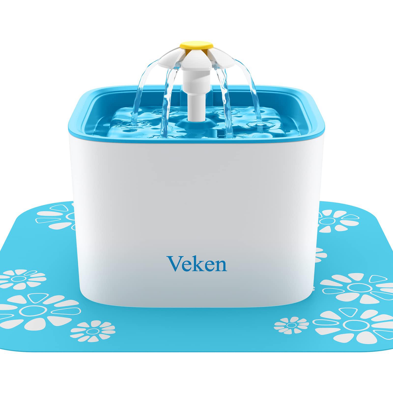 Veken veken pet fountain, 84oz/2.5l automatic cat water fountain dog water  dispenser with 3 replacement filters & 1 silicone mat fo