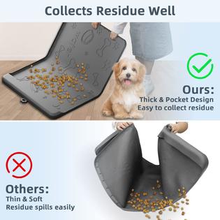 YINGEVB yingevb pet food mat, cat & dog bowl mat for food and water,  silicone floors waterproof non-slip big feeding mats, dishwasher