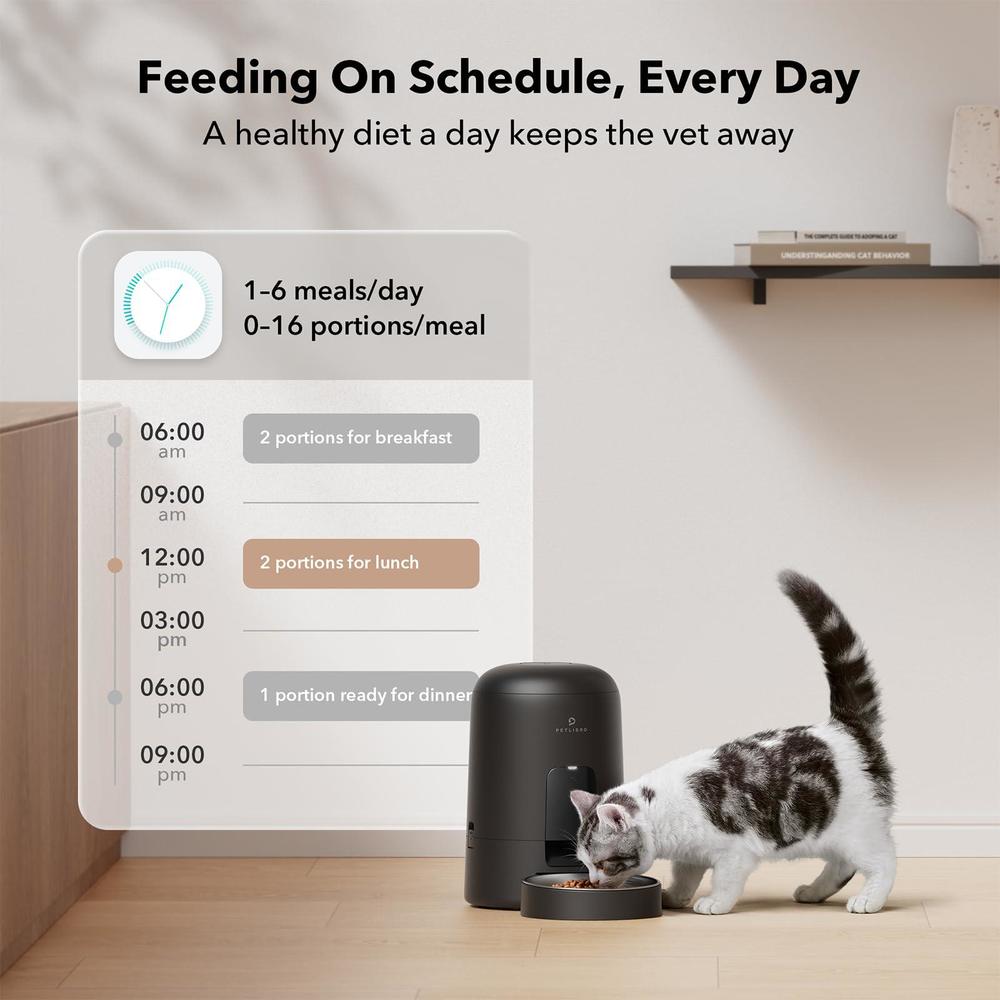 petlibro automatic cat food dispenser, automatic cat feeder battery-operated with 180-day battery life, air pet feeder for ca