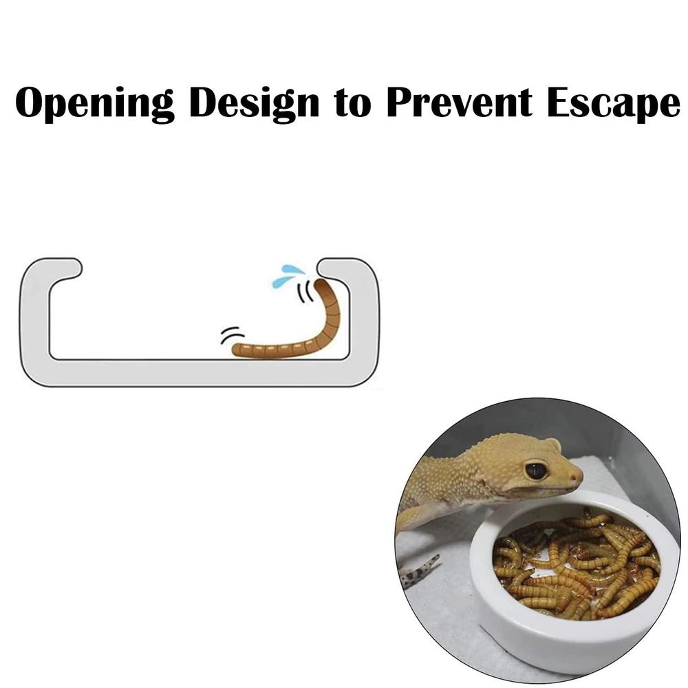 ihomeset 3 pcs reptile food bowl with feeding tongs, ceramic water feeder bowl for lizard anoles bearded dragons crested geck