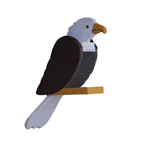 Peaceful Classics outdoor hanging bird feeder seed tray, bald eagle bird shaped wooden birdfeeders with easy refill head - bird feeders for out