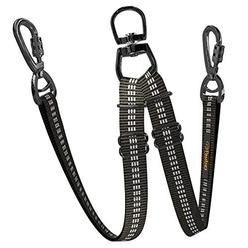PAUBES double dog leash - adjustable length long leash for dog training - dual reflective dog leash with non-tangle design - heavy d
