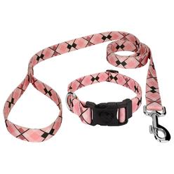 Country Brook Design country brook petz - pink and brown argyle deluxe dog collar and leash - plaid and argyle collection with 9 charming designs 