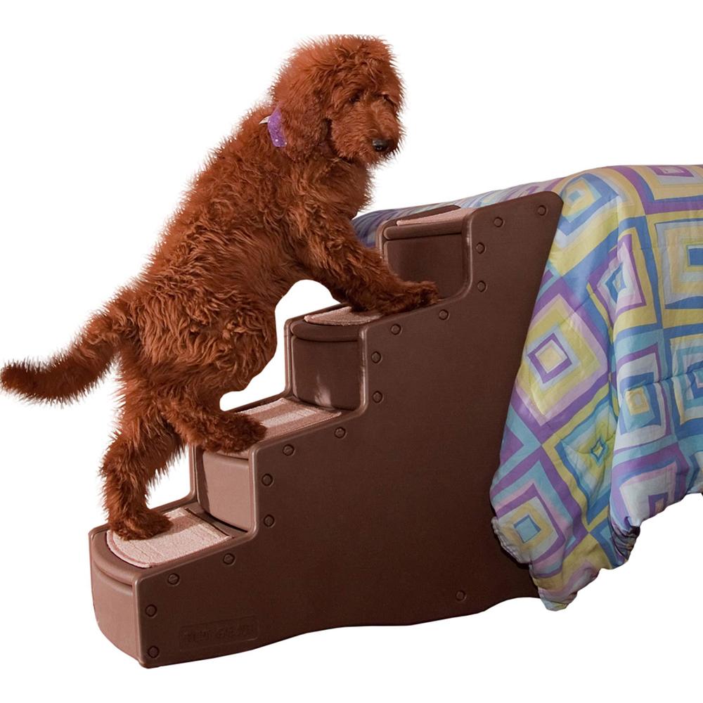 pet gear easy step iv pet stairs, 4 step for cats/dogs, removable washable carpet treads, for pets up to 150lbs, no tools req