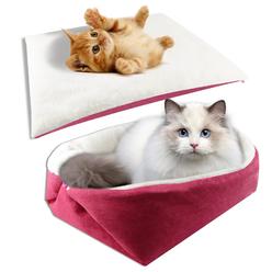 yunnarl self-warming cat bed - convertible cat mat, light weight pet bed for cats, puppy cat bed mat, machine washable puppy 