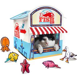 Suck UK Cat Kiosk Play House  Cat Toys  Cardboard Cat House  Cat Accessories  Cat Play House  Cardboard House  Kitten Accessorie