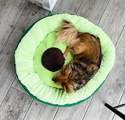 tonbo soft plush small cute and cozy avocado dog cat bed, washer and dryer friendly (avocado)