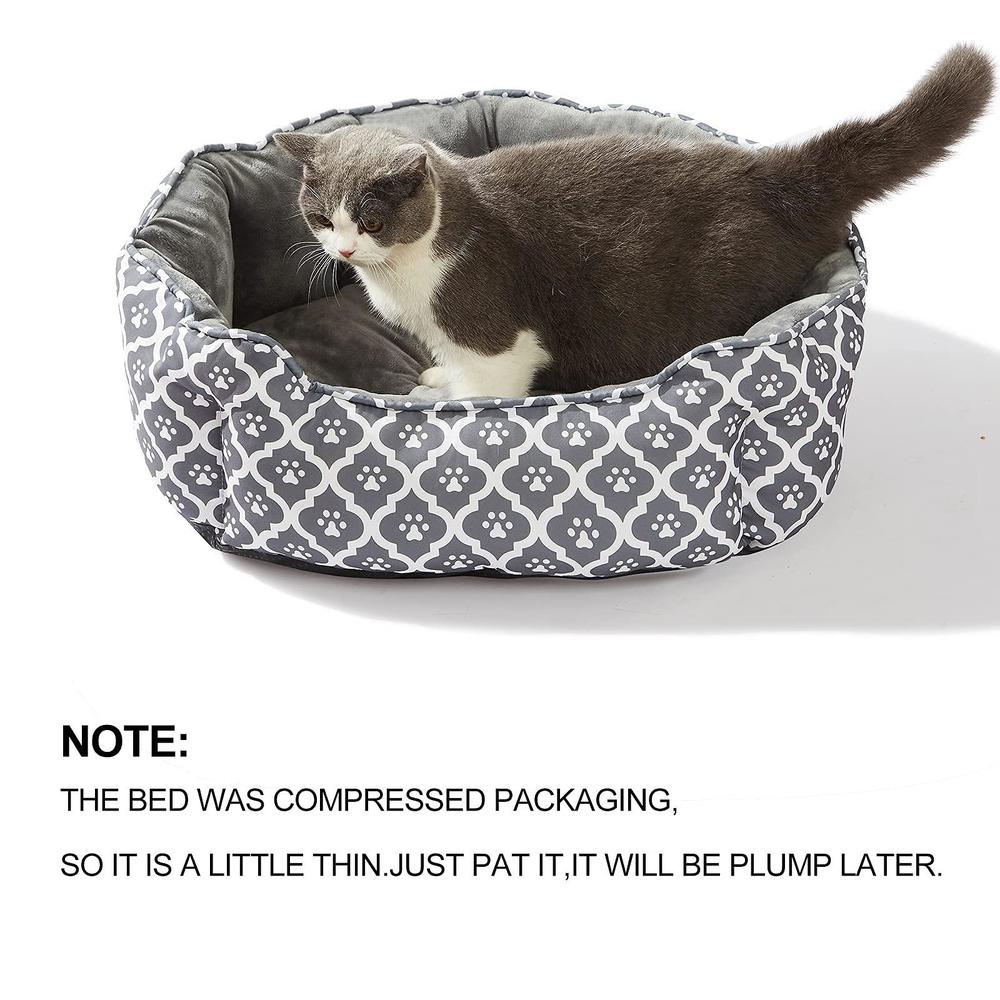 luckitty 25 inch large cat bed,soft velvet & waterproof oxford two-sided cushion, easy washable,oval geometric pet beds for i