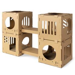navaris modular cardboard cat house - diy corrugated cardboard configurable play tower condo for small cats, kittens, rabbits