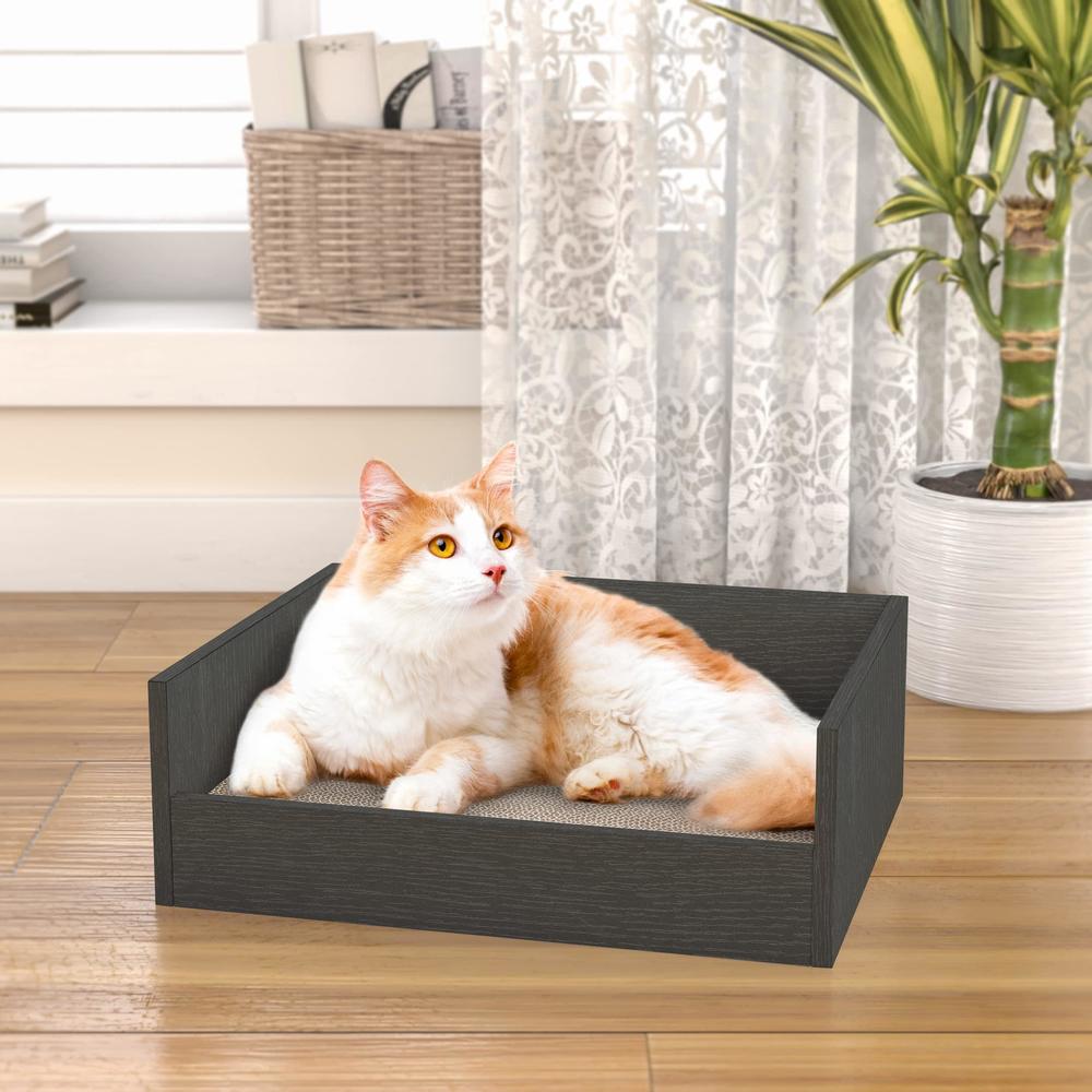 way basics cat bed deluxe lounge scratcher, charcoal black