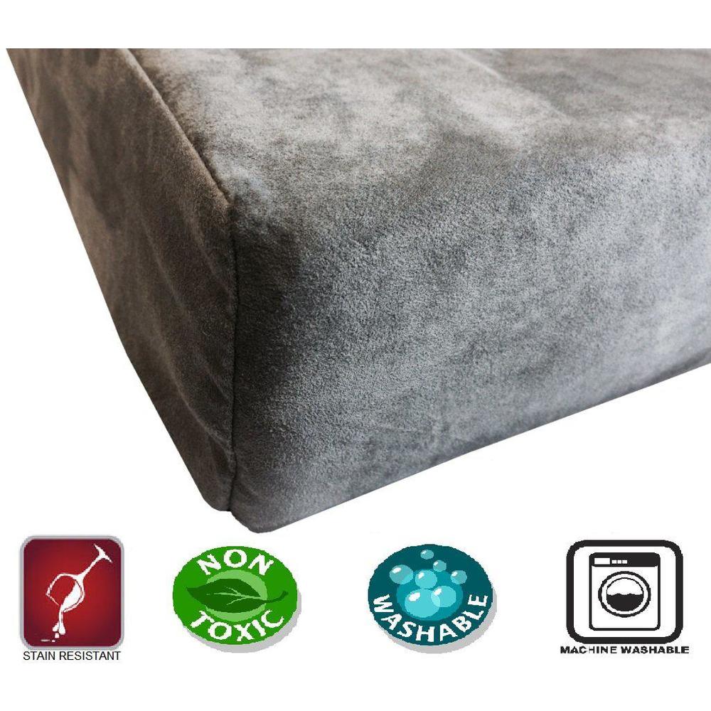 dogbed4less orthopedic dog bed with memory foam for medium large pet, waterproof liner, washable microsuede gray cover, 41x27